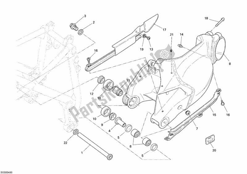 Todas as partes de Braço Oscilante do Ducati Superbike 1198 R USA 2010